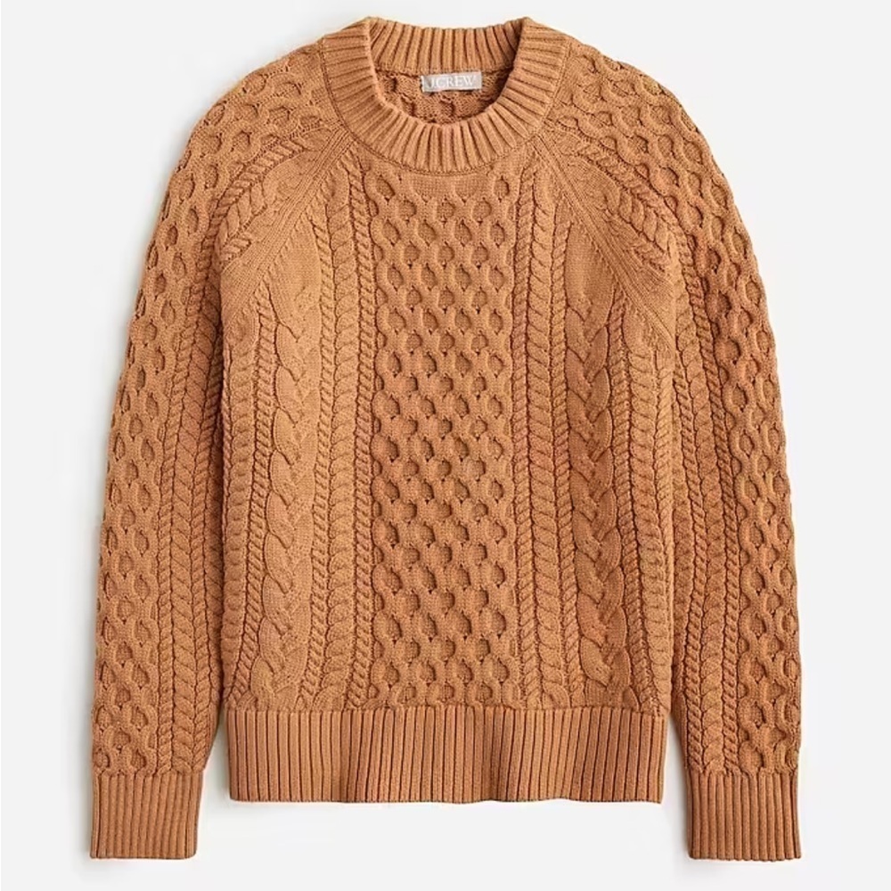J crew Cable-knit crewneck sweater cafe latte